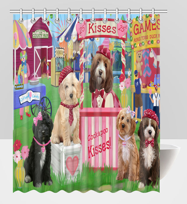 Carnival Kissing Booth Cockapoo Dogs Shower Curtain