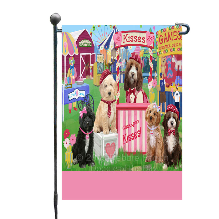 Personalized Carnival Kissing Booth Cockapoo Dogs Custom Garden Flag GFLG64276