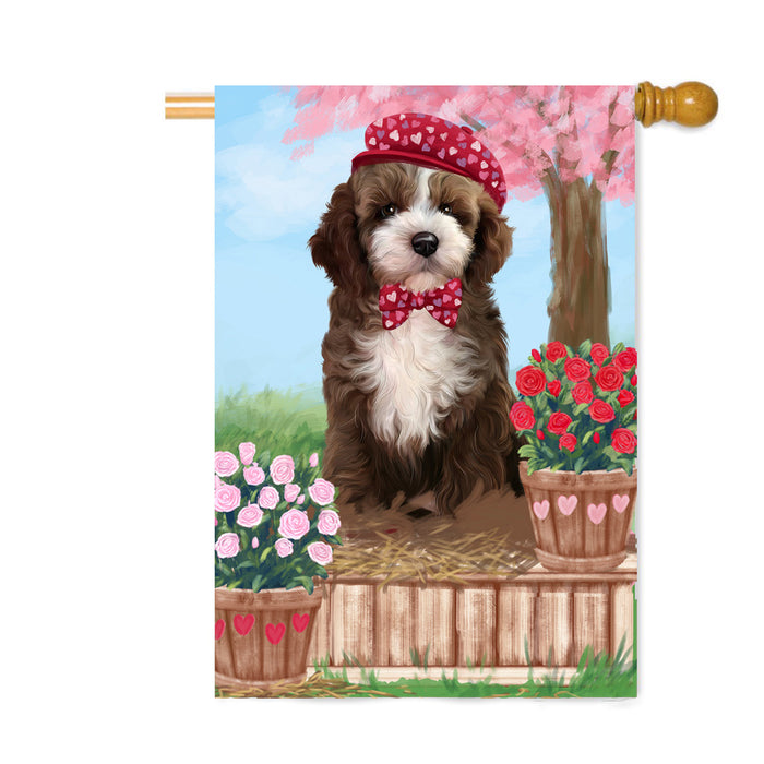 Personalized Rosie 25 Cent Kisses Cockapoo Dog Custom House Flag FLG64845