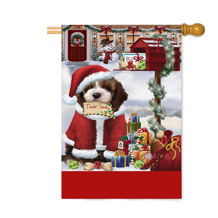 Personalized Happy Holidays Mailbox Cockapoo Dog Christmas Custom House Flag FLG-DOTD-A59979