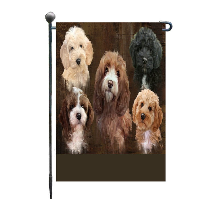 Personalized Rustic 5 Cockapoo Dogs Custom Garden Flags GFLG-DOTD-A62554