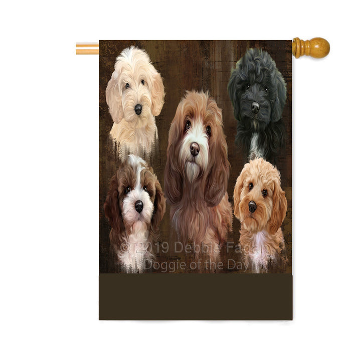 Personalized Rustic 5 Cockapoo Dogs Custom House Flag FLG-DOTD-A62610