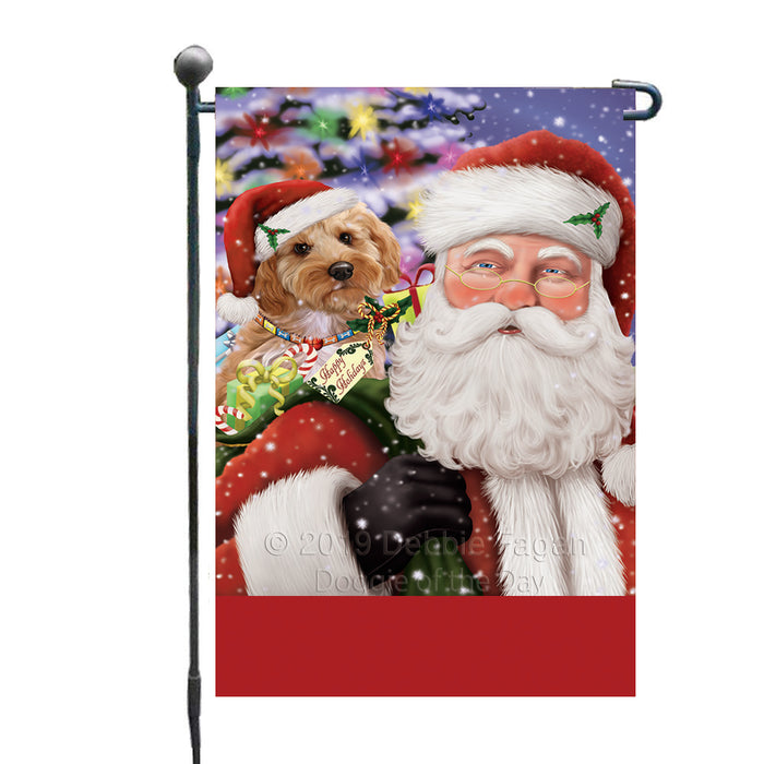 Personalized Santa Carrying Cockapoo Dog and Christmas Presents Custom Garden Flag GFLG63758