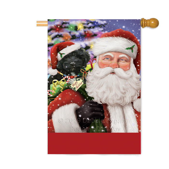 Personalized Santa Carrying Cockapoo Dog and Christmas Presents Custom House Flag FLG-DOTD-A63450