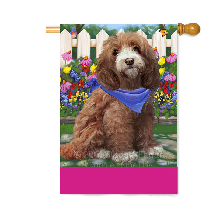 Personalized Spring Floral Cockapoo Dog Custom House Flag FLG-DOTD-A62883