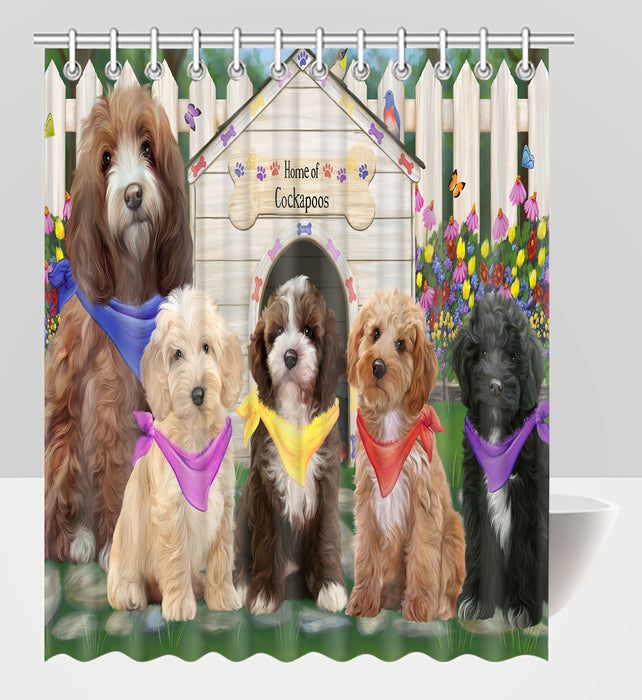 Spring Dog House Cockapoo Dogs Shower Curtain