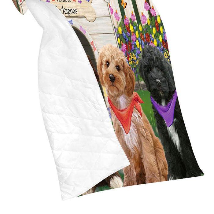 Spring Dog House Cockapoo Dogs Quilt