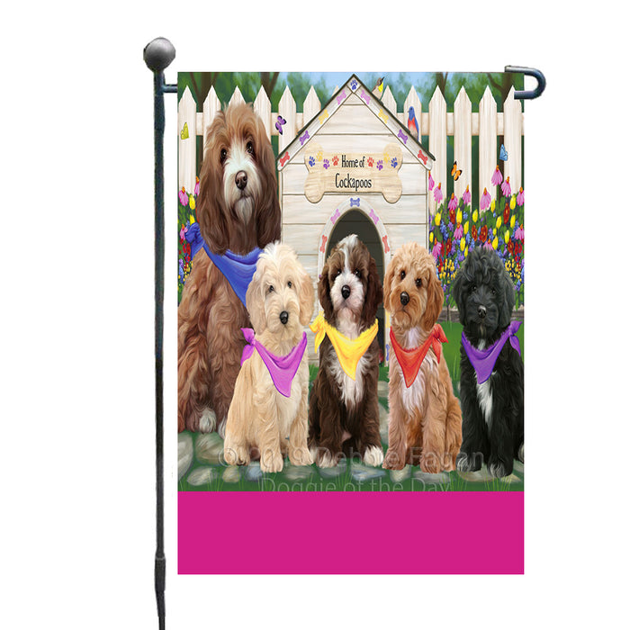 Personalized Spring Dog House Cockapoo Dogs Custom Garden Flags GFLG-DOTD-A62828