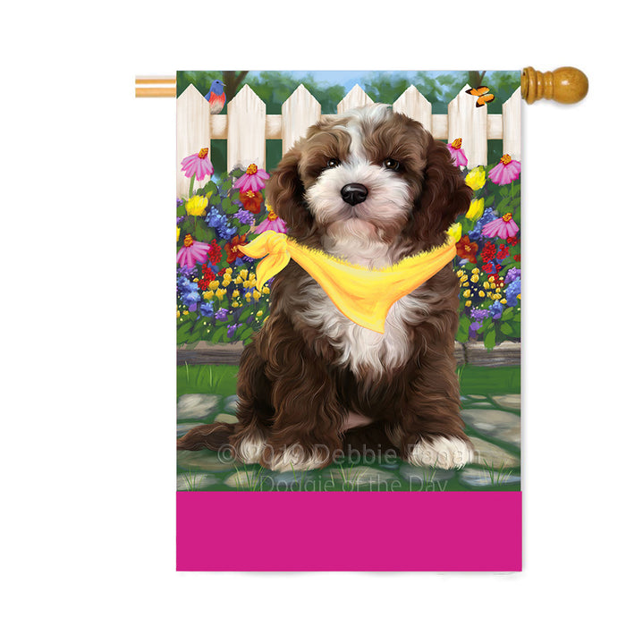 Personalized Spring Floral Cockapoo Dog Custom House Flag FLG-DOTD-A62886