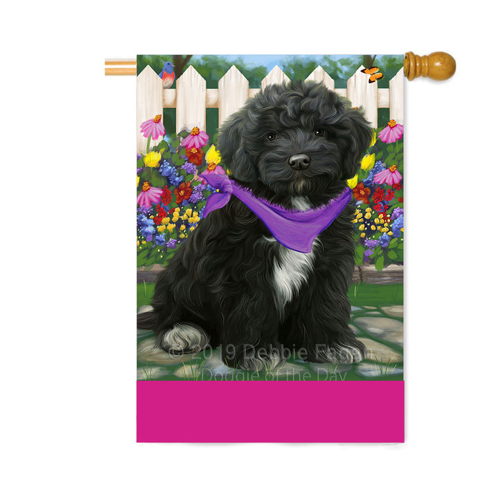 Personalized Spring Floral Cockapoo Dog Custom House Flag FLG-DOTD-A62887