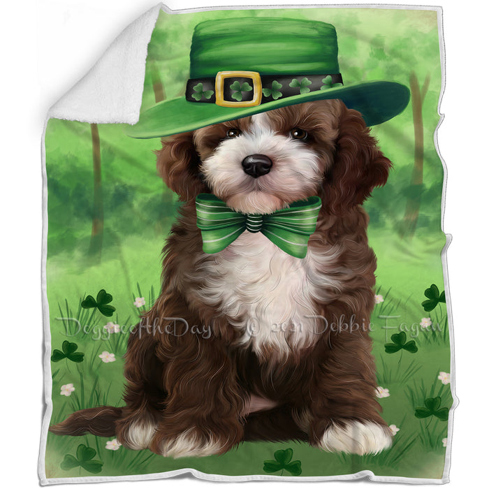 St. Patricks Day Irish Portrait Cockapoo Dog Blanket BLNKT132600