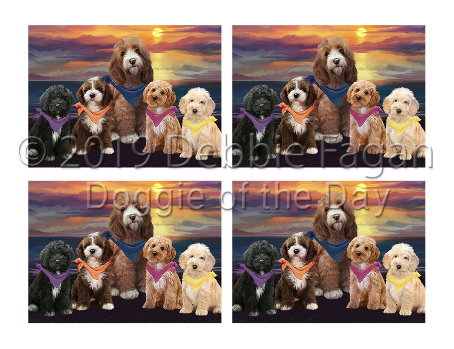 Family Sunset Portrait Cockapoo Dogs Placemat