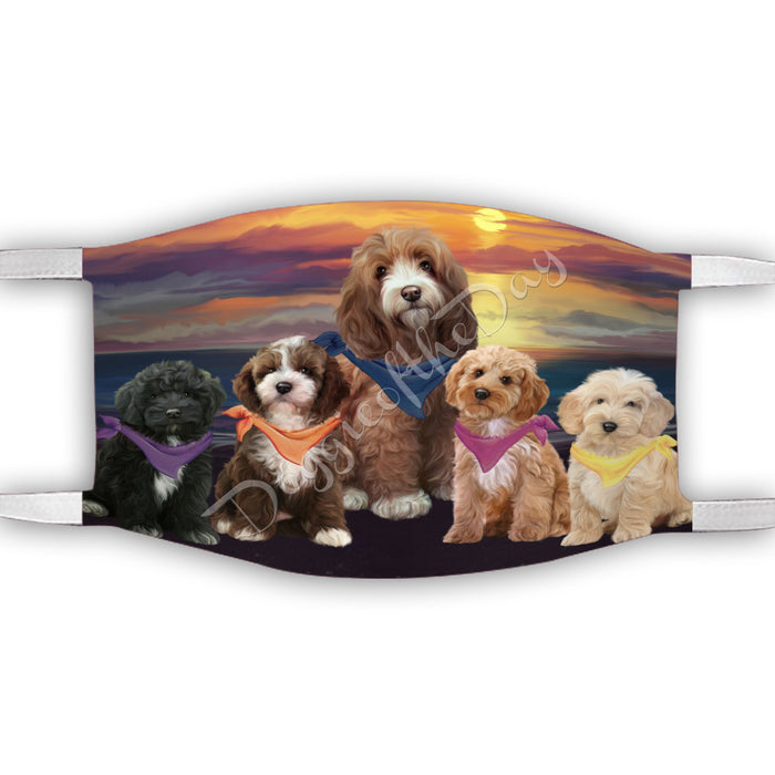 Family Sunset Cockapoo Dogs Face Mask FM49194
