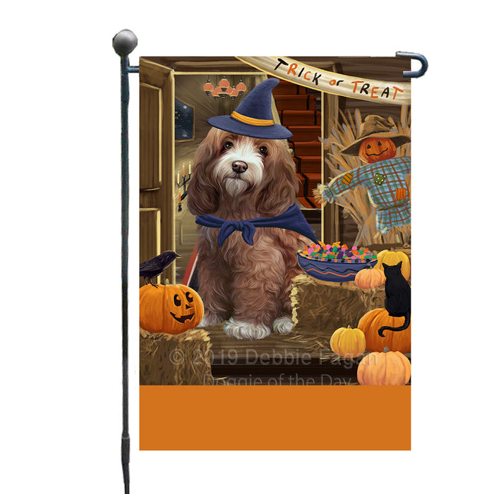Personalized Enter at Own Risk Trick or Treat Halloween Cockapoo Dog Custom Garden Flags GFLG-DOTD-A59550