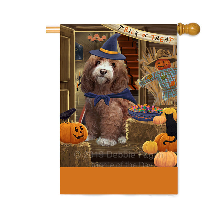 Personalized Enter at Own Risk Trick or Treat Halloween Cockapoo Dog Custom House Flag FLG-DOTD-A59606
