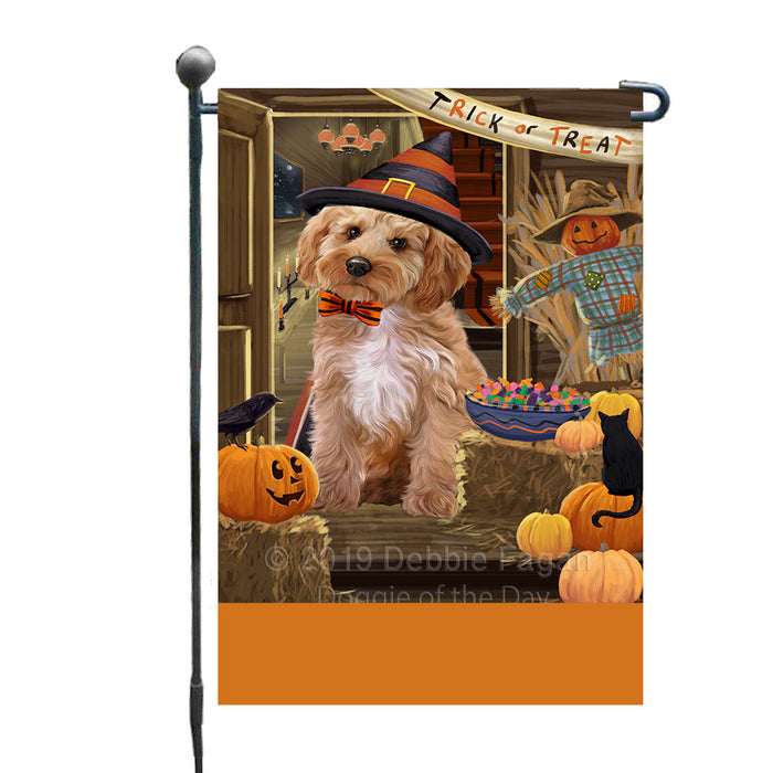Personalized Enter at Own Risk Trick or Treat Halloween Cockapoo Dog Custom Garden Flags GFLG-DOTD-A59555