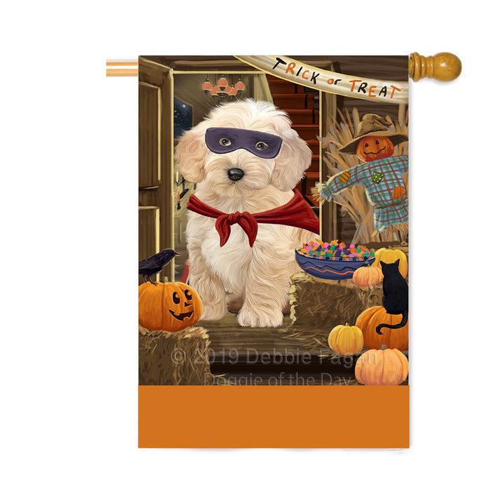 Personalized Enter at Own Risk Trick or Treat Halloween Cockapoo Dog Custom House Flag FLG-DOTD-A59608