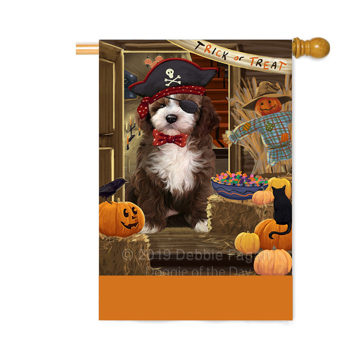 Personalized Enter at Own Risk Trick or Treat Halloween Cockapoo Dog Custom House Flag FLG-DOTD-A59609
