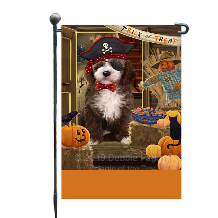 Personalized Enter at Own Risk Trick or Treat Halloween Cockapoo Dog Custom Garden Flags GFLG-DOTD-A59553