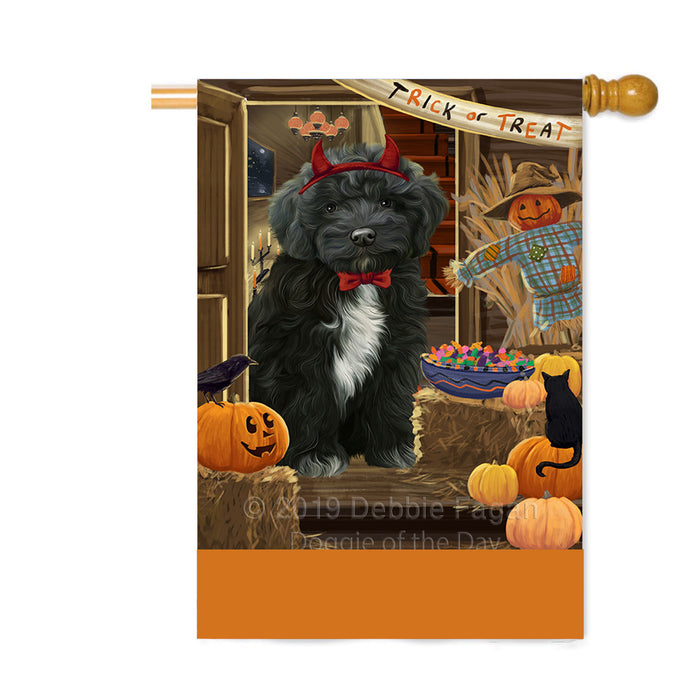 Personalized Enter at Own Risk Trick or Treat Halloween Cockapoo Dog Custom House Flag FLG-DOTD-A59610