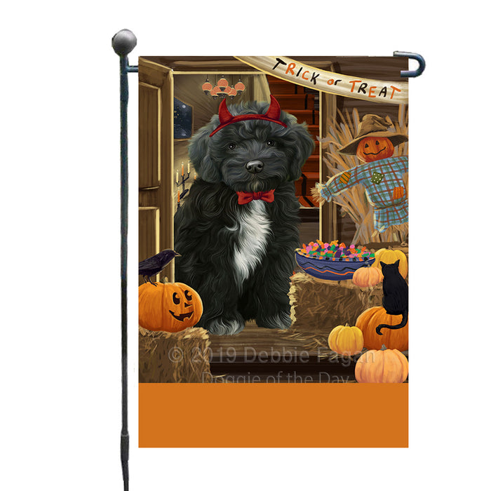 Personalized Enter at Own Risk Trick or Treat Halloween Cockapoo Dog Custom Garden Flags GFLG-DOTD-A59554
