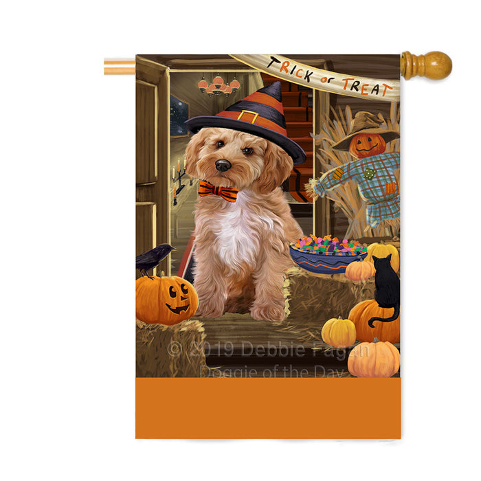 Personalized Enter at Own Risk Trick or Treat Halloween Cockapoo Dog Custom House Flag FLG-DOTD-A59611