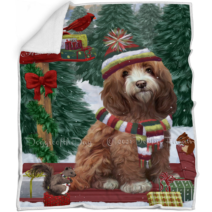 Merry Christmas Woodland Sled Cockapoo Dog Blanket BLNKT113565