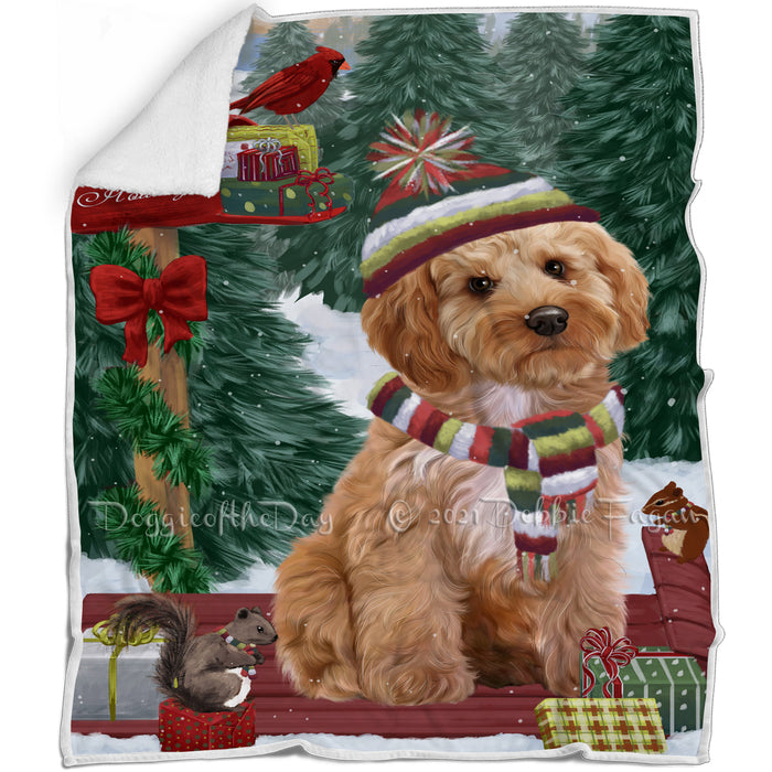 Merry Christmas Woodland Sled Cockapoo Dog Blanket BLNKT113574