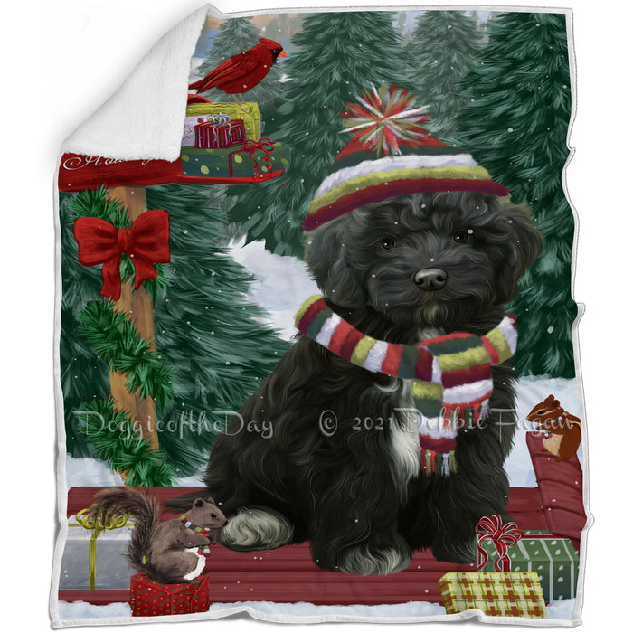 Merry Christmas Woodland Sled Cockapoo Dog Blanket BLNKT113583
