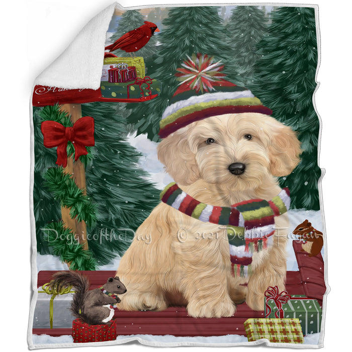 Merry Christmas Woodland Sled Cockapoo Dog Blanket BLNKT113592