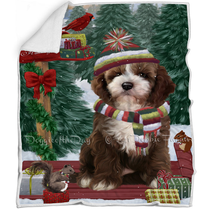 Merry Christmas Woodland Sled Cockapoo Dog Blanket BLNKT113601