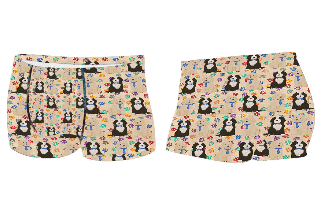 Rainbow Paw Print Cockapoo Dogs BlueMen's All Over Print Boxer Briefs