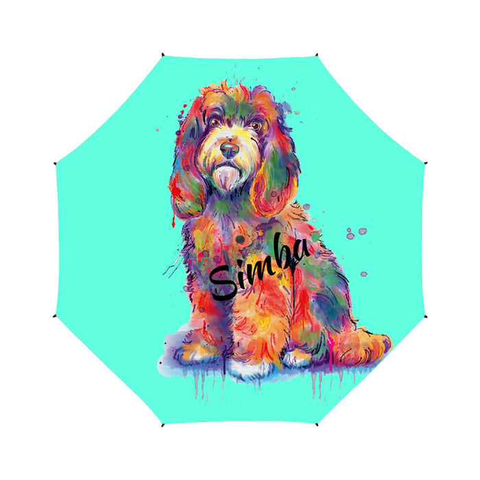 Custom Pet Name Personalized Watercolor Cockapoo DogSemi-Automatic Foldable Umbrella