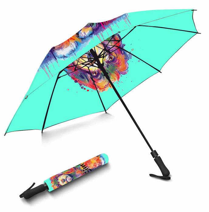 Custom Pet Name Personalized Watercolor Cockapoo DogSemi-Automatic Foldable Umbrella