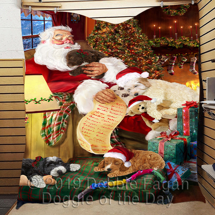 Santa Sleeping with Cockapoo Dogs Quilt