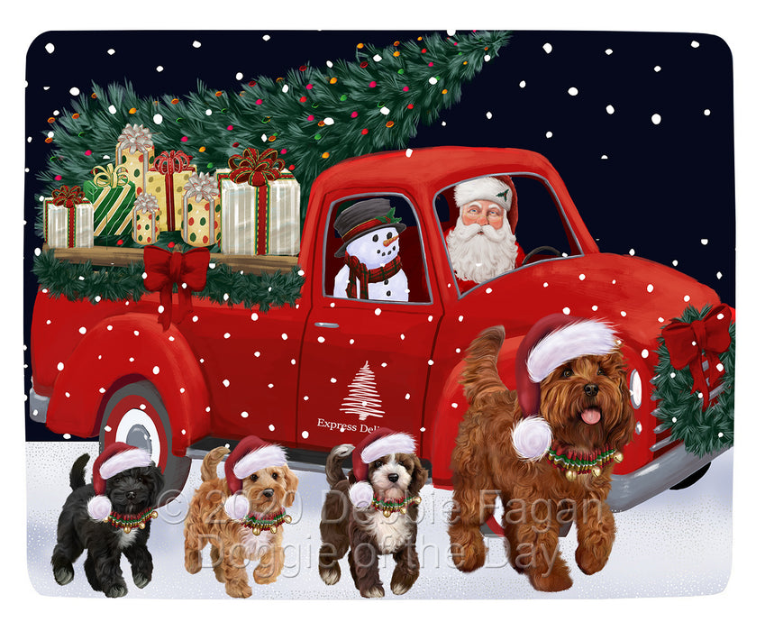 Christmas Express Delivery Red Truck Running Cockapoo Dogs Blanket BLNKT141778