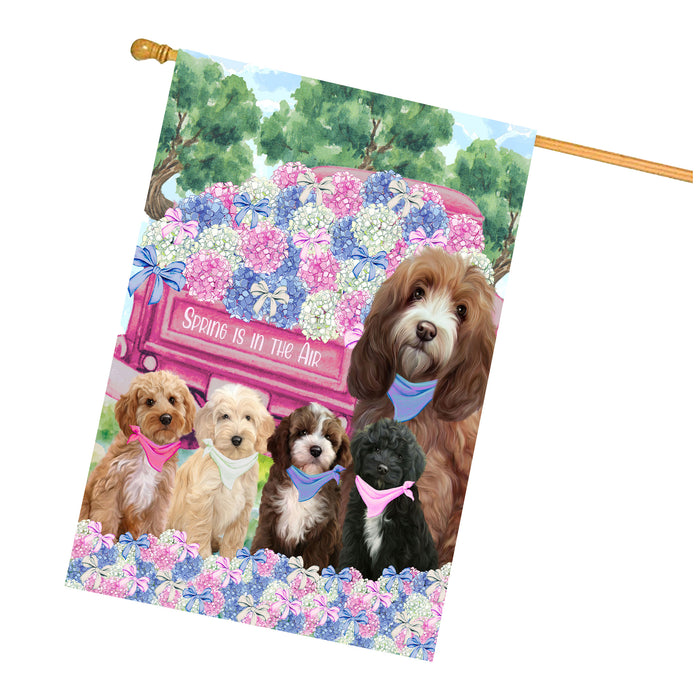 Cockapoo Dogs House Flag: Explore a Variety of Personalized Designs, Double-Sided, Weather Resistant, Custom, Home Outside Yard Decor for Dog and Pet Lovers