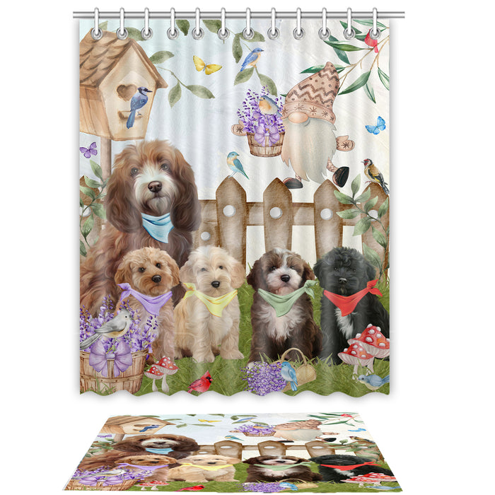 Cockapoo Shower Curtain with Bath Mat Combo: Curtains with hooks and Rug Set Bathroom Decor, Custom, Explore a Variety of Designs, Personalized, Pet Gift for Dog Lovers