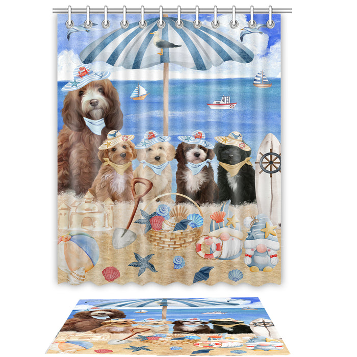 Cockapoo Shower Curtain with Bath Mat Combo: Curtains with hooks and Rug Set Bathroom Decor, Custom, Explore a Variety of Designs, Personalized, Pet Gift for Dog Lovers