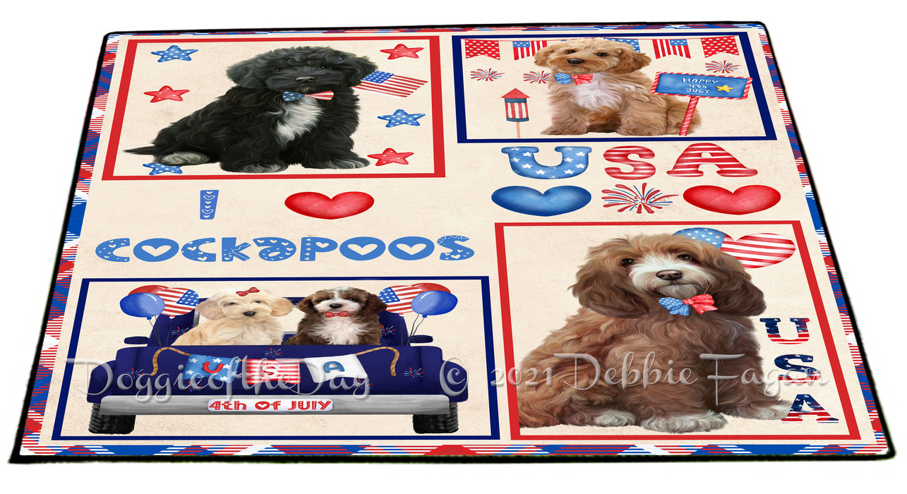 4th of July Independence Day I Love USA Cockapoo Dogs Floormat FLMS56179 Floormat FLMS56179