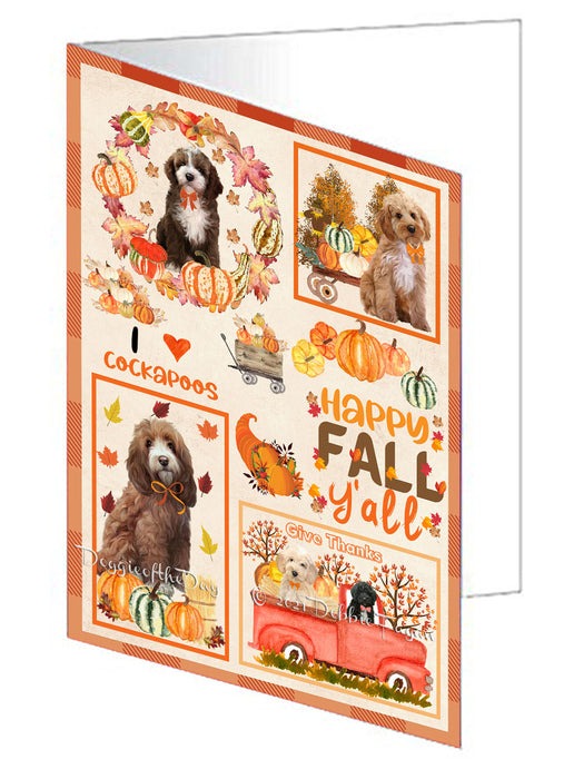 Happy Fall Y'all Pumpkin Cockapoo Dogs Handmade Artwork Assorted Pets Greeting Cards and Note Cards with Envelopes for All Occasions and Holiday Seasons GCD76979