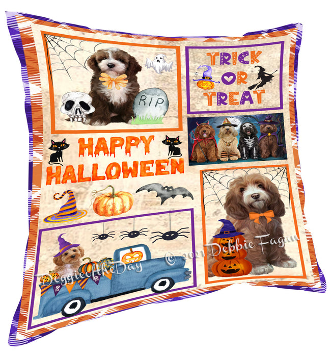 Happy Halloween Trick or Treat Cockapoo Dogs Pillow with Top Quality High-Resolution Images - Ultra Soft Pet Pillows for Sleeping - Reversible & Comfort - Ideal Gift for Dog Lover - Cushion for Sofa Couch Bed - 100% Polyester