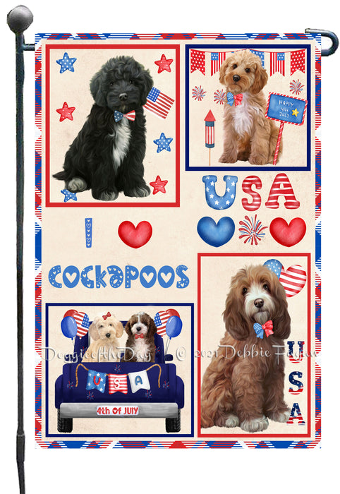 4th of July Independence Day I Love USA Cockapoo Dogs Garden Flag GFLG66891