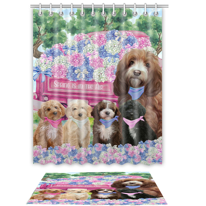 Cockapoo Shower Curtain & Bath Mat Set - Explore a Variety of Custom Designs - Personalized Curtains with hooks and Rug for Bathroom Decor - Dog Gift for Pet Lovers