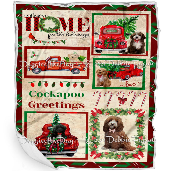 Welcome Home for Christmas Holidays Cockapoo Dogs Blanket BLNKT71931