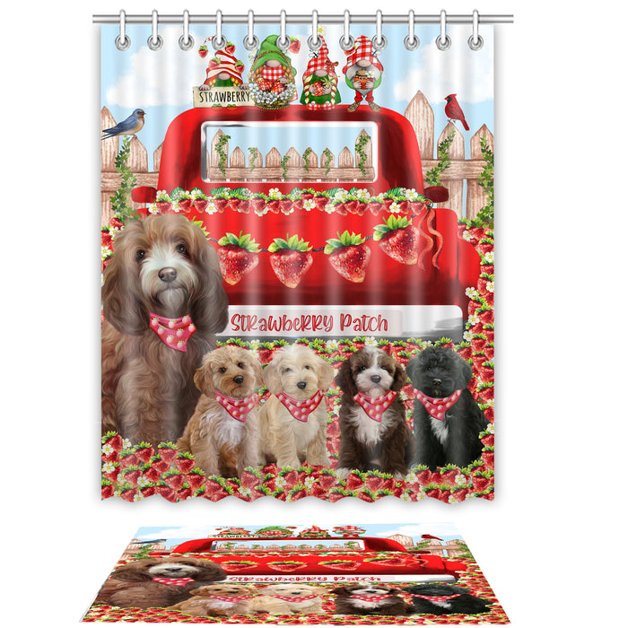 Cockapoo Shower Curtain & Bath Mat Set, Bathroom Decor Curtains with hooks and Rug, Explore a Variety of Designs, Personalized, Custom, Dog Lover's Gifts
