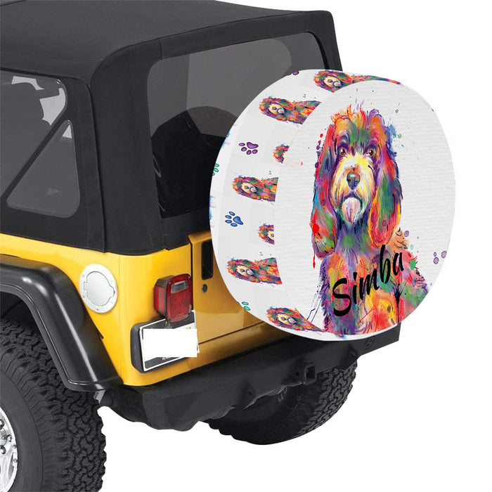 Custom Pet Name Personalized Watercolor Cockapoo Dog Car Tire Cover