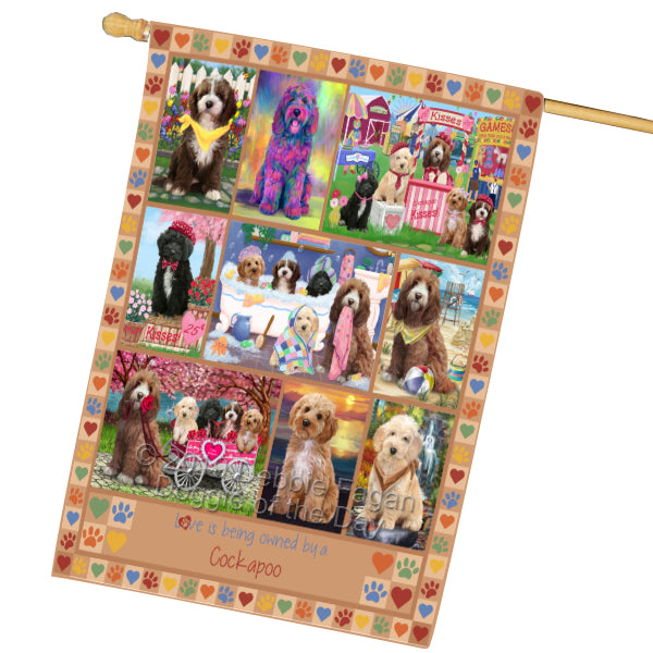 Love is Being Owned Cockapoo Dog Beige House Flag FLG65472