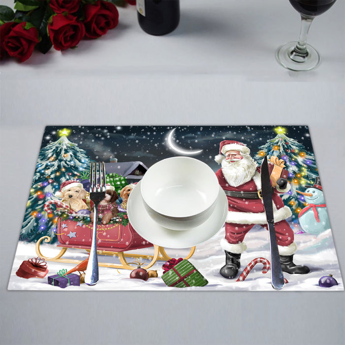 Santa Sled Dogs Christmas Happy Holidays Cockapoo Dogs Placemat