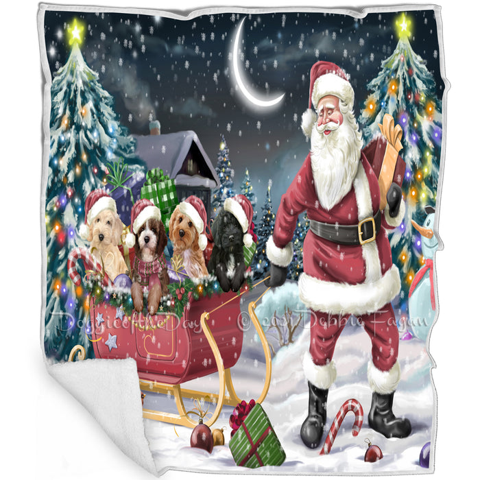 Santa Sled Dogs Christmas Happy Holidays Cockapoos Dog Blanket BLNKT82209